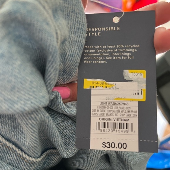 NWT Universal Thread (Target) Tank Mini Denim Dress w/ Pocket, Light Wash, XL - Picture 5 of 5